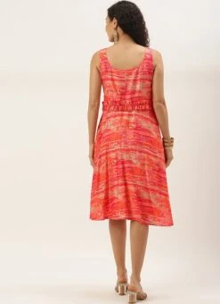 Multicolored Art Silk Round Neck Dress After Six Wear -C Bazaar Shop Multicolored Art Silk Round Neck Dress DRBS02106489 b