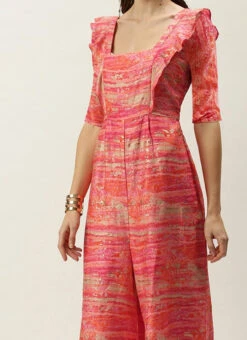 Multicolored Art Silk Ruffles Style Jumpsuit After Six Wear