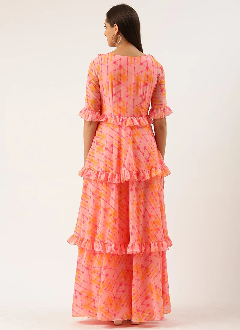 Multicolored Digital Print Georgette Gown Festive Wear 4 Multicolored Digital Print Georgette Gown Festive Wear - Image 4