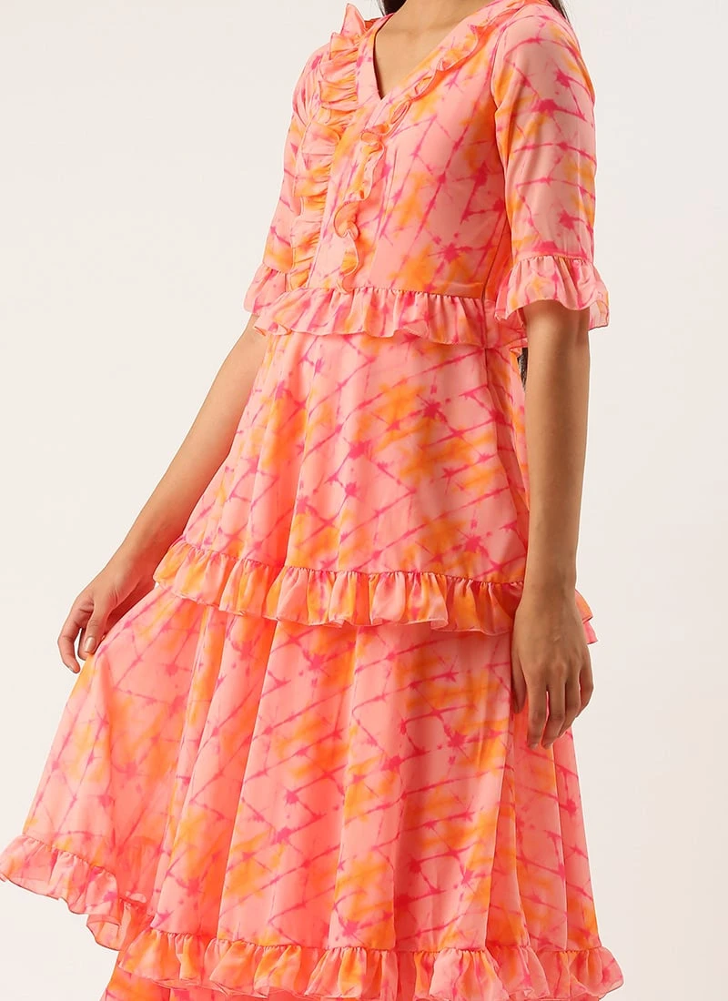 Multicolored Digital Print Georgette Gown Festive Wear 1 Multicolored Digital Print Georgette Gown Festive Wear