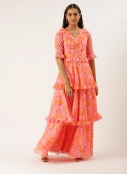 Multicolored Digital Print Georgette Gown Festive Wear 10 Multicolored Digital Print Georgette Gown Festive Wear -C Bazaar Shop Multicolored Digital Print Georgette Gown DRBS02206241 u