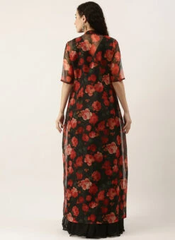 Multicolored Digital Print Organza Jacket N Black Dress Festive Wear 11 Multicolored Digital Print Organza Jacket N Black Dress Festive Wear -C Bazaar Shop Multicolored Digital Print Organza Jacket N Black Dress DRBS02111124 b