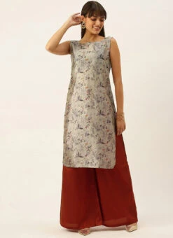 Multicolored Digital Print Palazzo Suit Party Wear -C Bazaar Shop Multicolored Digital Print Palazzo Suit KSBS02201298 u