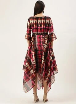 Multicolored Digital Printed Art Silk Dress After Six Wear -C Bazaar Shop Multicolored Digital Printed Art Silk Dress DRBS02109774 b