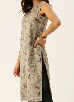 Multicolored Digital Printed N Black Kurta Set Work Wear