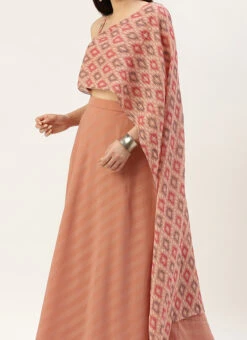 Skirt From Multicolored Digital Printed N Mauve Chiffon Skirt Set After Six Wear