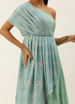 Multicolored Embroidered Indo Western Gown Party Wear