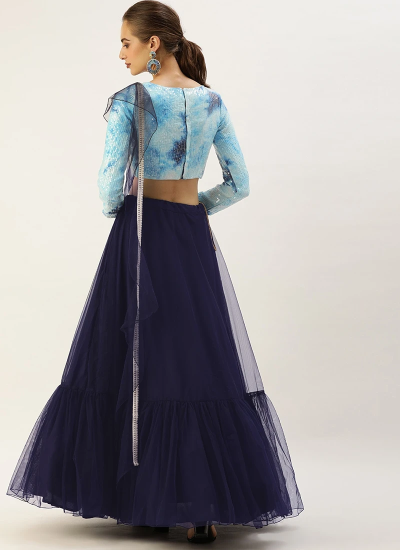 Multicolored Embroidered N Navy Blue Lehenga Festive Wear 4 Multicolored Embroidered N Navy Blue Lehenga Festive Wear - Image 4