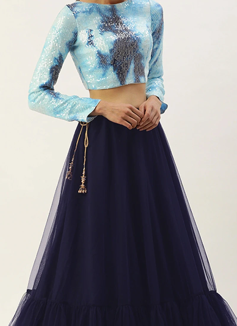 Multicolored Embroidered N Navy Blue Lehenga Festive Wear 1 Multicolored Embroidered N Navy Blue Lehenga Festive Wear