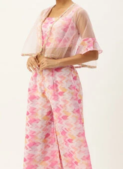 Jacket From Multicolored Georgette Co Ords Set