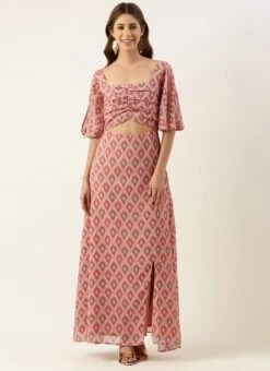 Multicolored Georgette Digital Printed Dress Festive Wear After Six Wear -C Bazaar Shop Multicolored Georgette Digital Printed Dress DRBS02211306 u