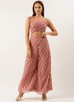 Multicolored Georgette Digital Printed Jumpsuit Festive Wear After Six Wear -C Bazaar Shop Multicolored Georgette Digital Printed Jumpsuit DRBS02212556 u 1