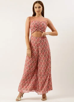 Multicolored Georgette Digital Printed Jumpsuit After Six Wear -C Bazaar Shop Multicolored Georgette Digital Printed Jumpsuit DRBS02212556 u