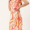 Multicolored Georgette Print Dress Festive Wear