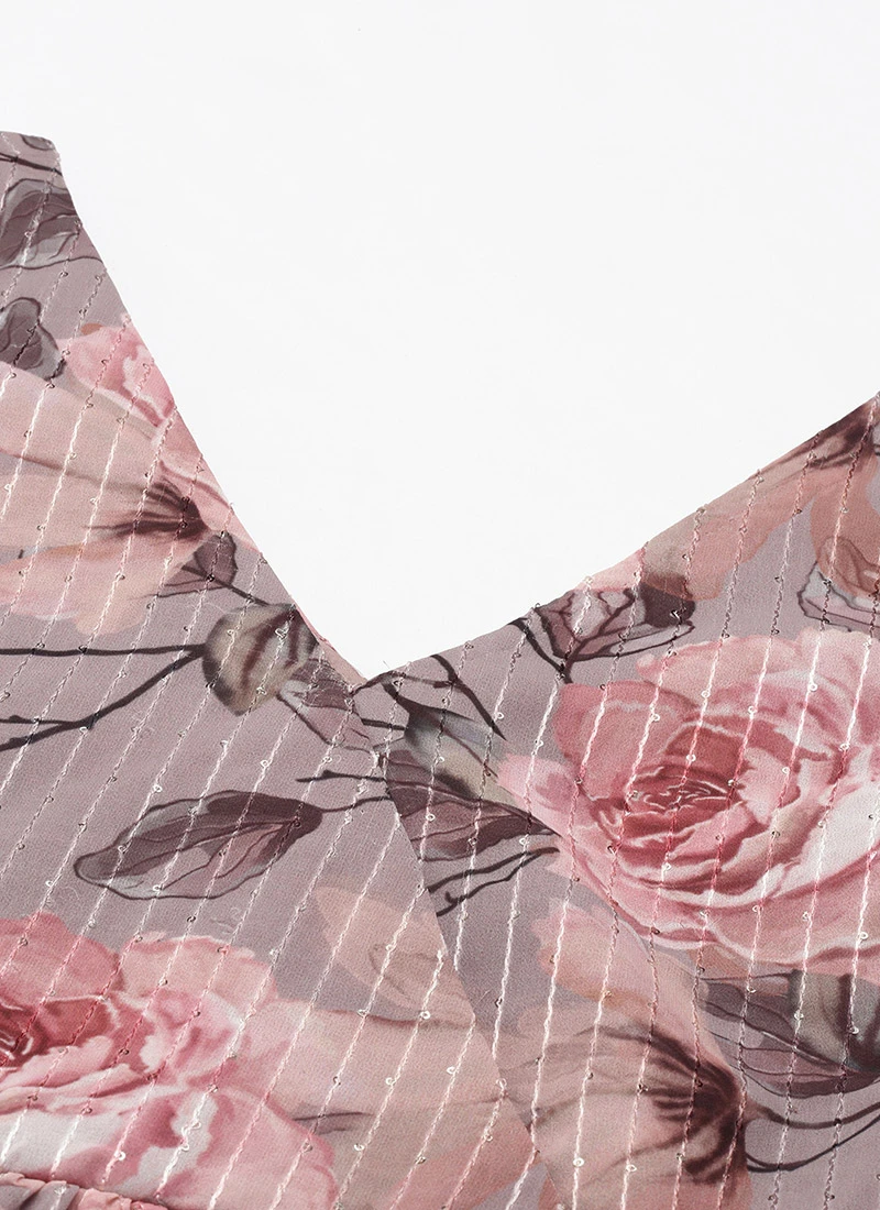 Multicolored Georgette Printed N Embroidered Maxi Dress Festive Wear 5 Multicolored Georgette Printed N Embroidered Maxi Dress Festive Wear - Image 5