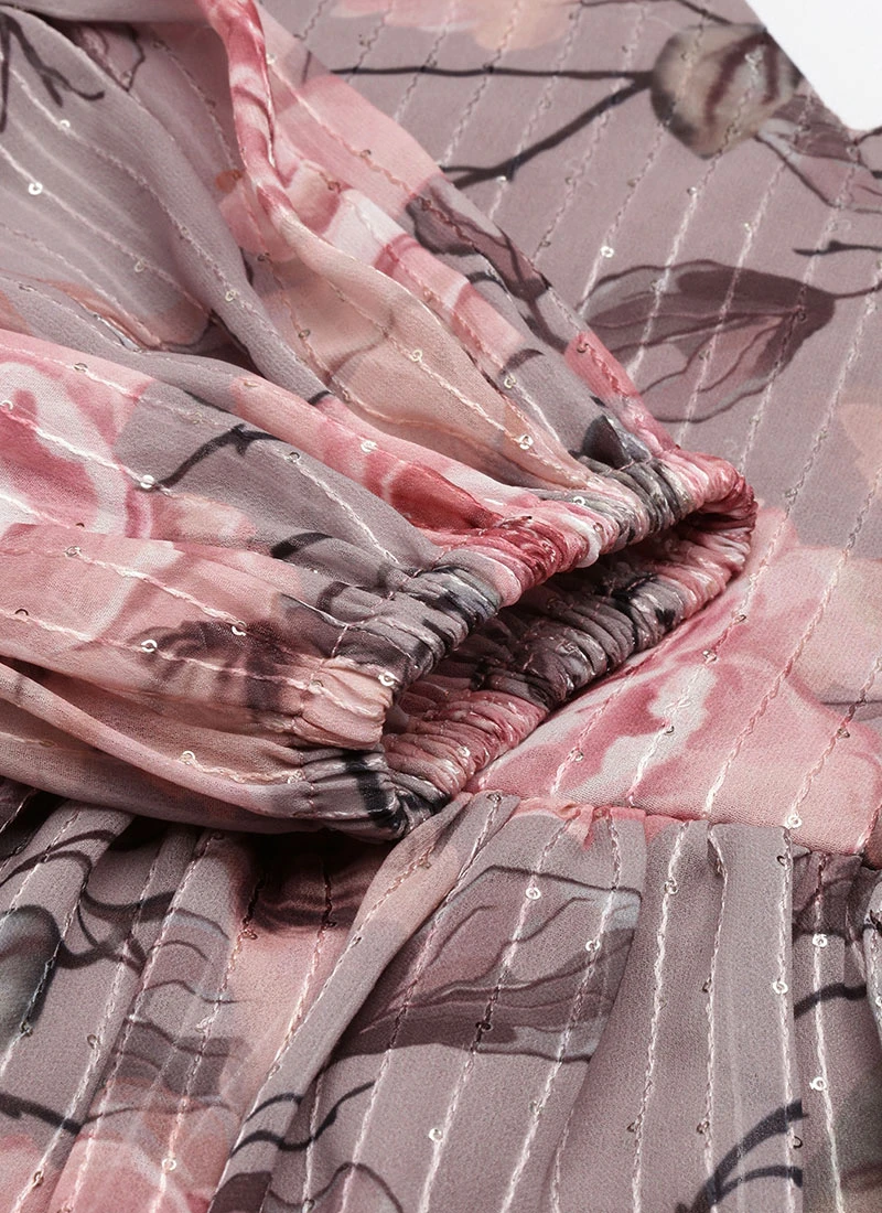 Multicolored Georgette Printed N Embroidered Maxi Dress Festive Wear 7 Multicolored Georgette Printed N Embroidered Maxi Dress Festive Wear - Image 7