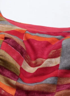 Multicolored N Burgundy Georgette Gathers Dress After Six Wear -C Bazaar Shop Multicolored N Burgundy Geogette Gathers Dress DRBS02105359 rrc1