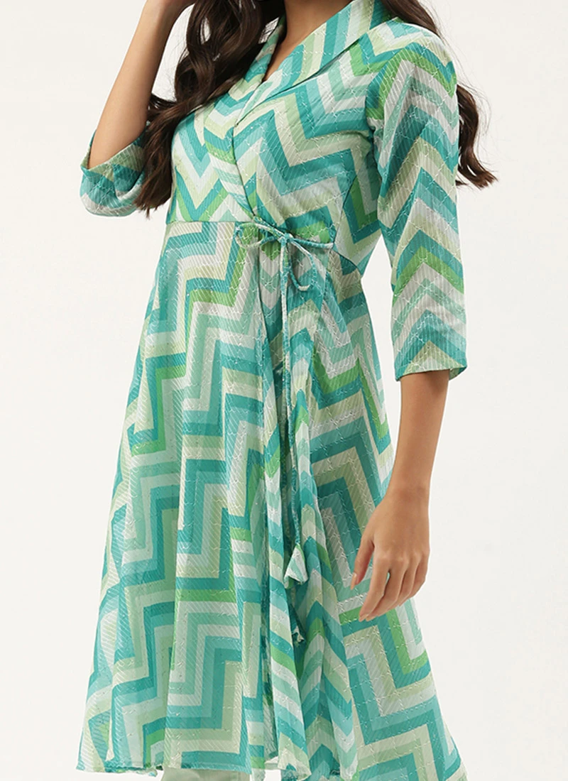 Multicolored N Green Printed Kurta Set Festive Wear 1 Multicolored N Green Printed Kurta Set Festive Wear