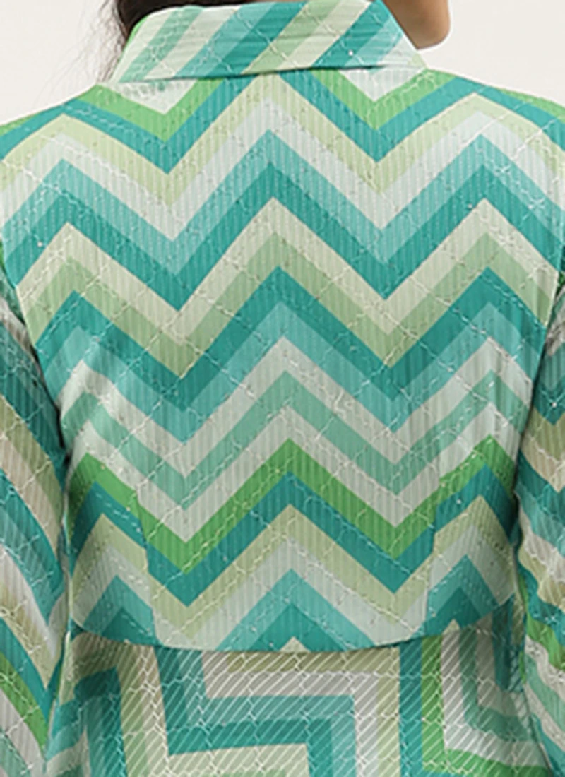 Multicolored N Green Printed Kurta Set Festive Wear 6 Multicolored N Green Printed Kurta Set Festive Wear - Image 6