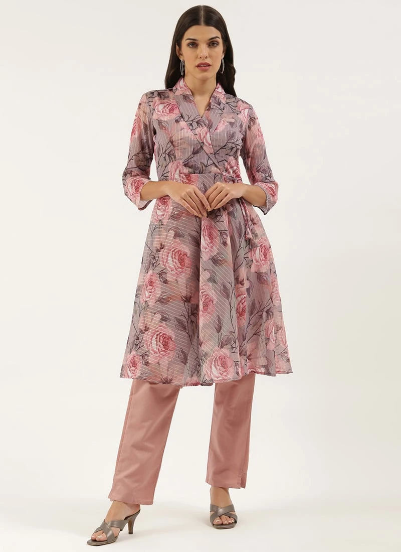 Multicolored N Mauve Kurta Set Festive Wear After Six Wear 3 Multicolored N Mauve Kurta Set Festive Wear After Six Wear - Image 3