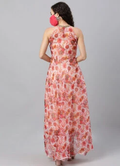 Multicolored Organza Asymmetrical Length Dress After Six Wear -C Bazaar Shop Multicolored Organza Asymmetrical Length Dress IWBS02004359 b