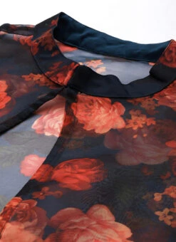 Multicolored Organza Jacket N Teal Blue Dress Festive Wear -C Bazaar Shop Multicolored Organza Jacket N Teal Blue Dress DRBS02303652 rrc1