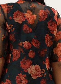 Multicolored Organza Jacket N Teal Blue Dress Festive Wear -C Bazaar Shop Multicolored Organza Jacket N Teal Blue Dress DRBS02303652 rrc3