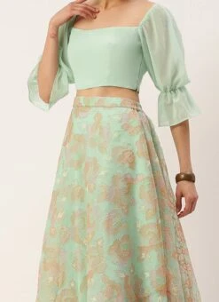 Dupatta From Multicolored Organza Sequins Lehenga Set After Six Wear