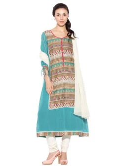 Multicolored Printed Anarkali Suit Leisure Wear -C Bazaar Shop Multicolored Printed Anarkali Suit SLMNC1563SKD u