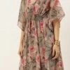 Multicolored Printed N Embroidered V Neckline Kaftan Festive Wear After Six Wear