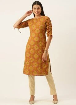 Multicolored Printed Straight Pant Kurta Set Work Wear -C Bazaar Shop Multicolored Printed Straight Pant Kurta Set KSBS02201296 u