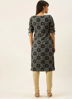 Multicolored Printed Straight Pant Kurta Set Festive Wear -C Bazaar Shop Multicolored Printed Straight Pant Kurta Set KSBS02201297 b