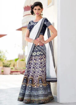 Multicolored Silk A Line Lehenga Wedding Wear -C Bazaar Shop Multicolored Pure Silk A Line Lehenga GHSJSSBVL104 u