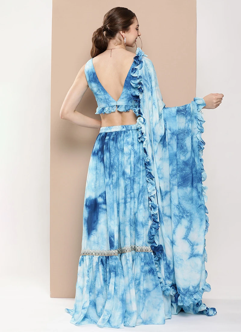 Skirt From Multicolored Tie Dye Chinon Lehenga Set After Six Wear 4 Skirt From Multicolored Tie Dye Chinon Lehenga Set After Six Wear - Image 4