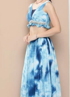 Multicolored Tie Dye Chinon Lehenga Set Festive Wear