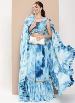 Multicolored Tie Dye Chinon Lehenga Set Festive Wear -C Bazaar Shop Multicolored Tie Dye Chinon Lehenga Set GHBS02301026 u 1