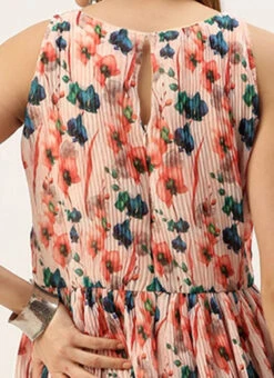 Multicoloured Georgette Pleated Dress After Six Wear Party Wear -C Bazaar Shop Multicoloured Georgette Pleated Dress DRBS02211036 rrc2