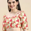 Multicoloured Net Embroidered Blouse Festive Wear