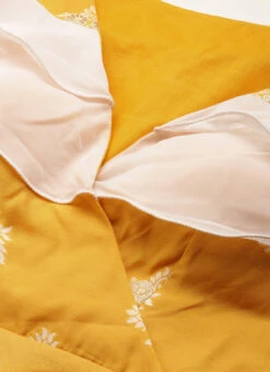 Mustard Art Silk Ruffled Dress Festive Wear 12 Mustard Art Silk Ruffled Dress Festive Wear -C Bazaar Shop Mustard Art Silk Ruffled Dress DRBS02210937 rrc1