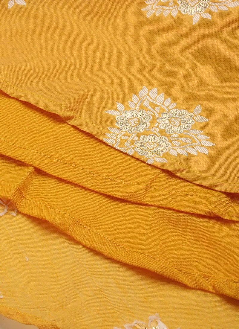 Mustard Art Silk Ruffled Dress Festive Wear 8 Mustard Art Silk Ruffled Dress Festive Wear - Image 8