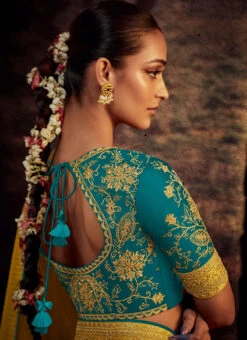 Mustard Faux Crepe Embroidered Saree Party Wear 7 Mustard Faux Crepe Embroidered Saree Party Wear -C Bazaar Shop Mustard Faux Crepe Embroidered Saree SASLI21375273 b