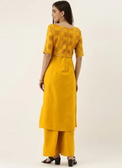 Mustard Printed Rayon Boat Neck Kurta Set After Six Wear 11 Mustard Printed Rayon Boat Neck Kurta Set After Six Wear -C Bazaar Shop Mustard Printed Rayon Boat Neck Kurta Set KSBS02009854 b