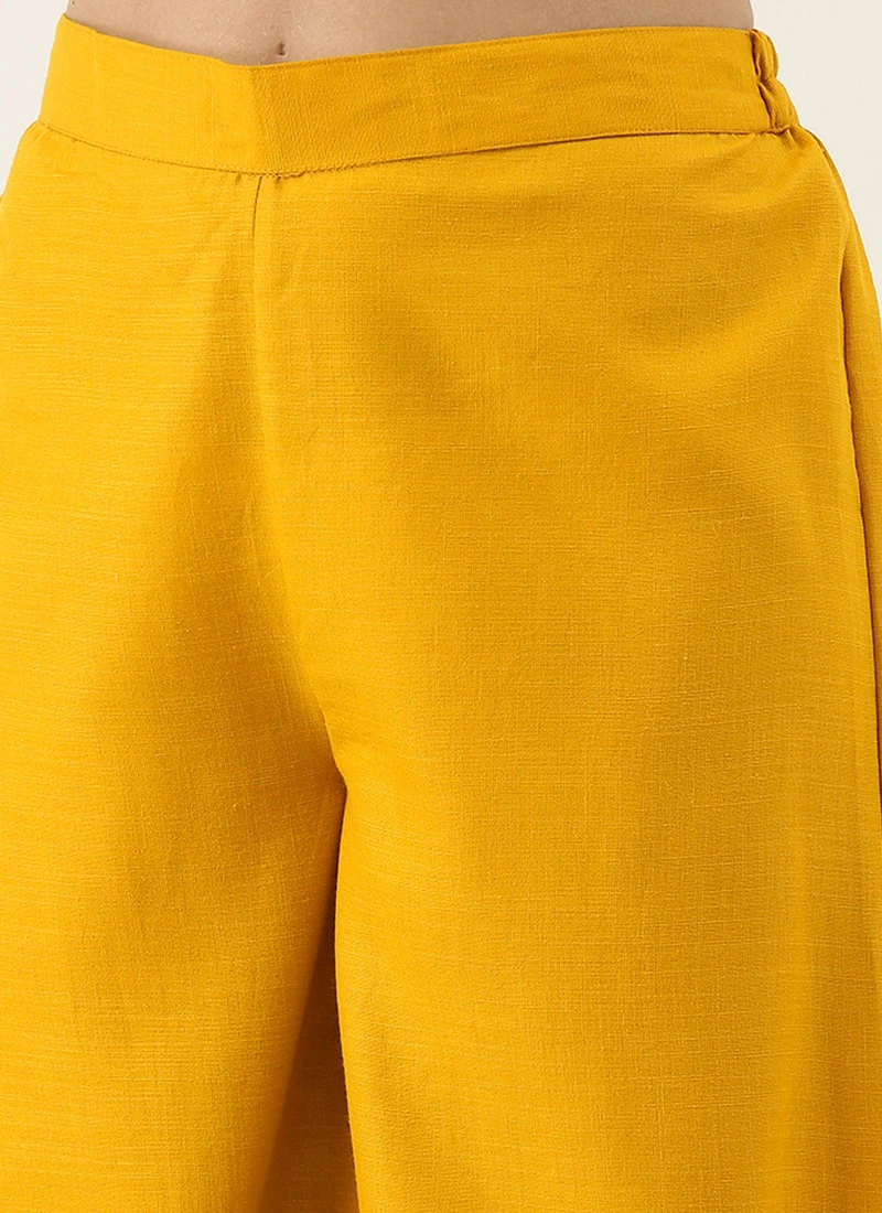 Mustard Printed Rayon Boat Neck Kurta Set After Six Wear 6 Mustard Printed Rayon Boat Neck Kurta Set After Six Wear - Image 6