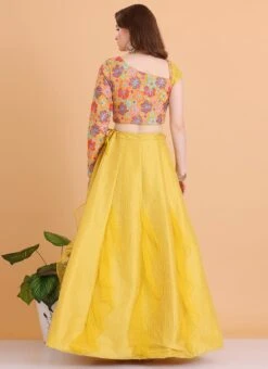 Skirt From Mustard Yellow Embroidered Ruffles Lehenga After Six Wear -C Bazaar Shop Mustard Yellow Embroidered Ruffles Lehenga GHBS02304037 b 1