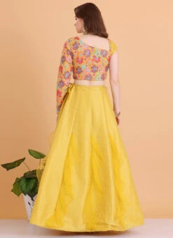 Dupatta From Mustard Yellow Embroidered Ruffles Lehenga After Six Wear -C Bazaar Shop Mustard Yellow Embroidered Ruffles Lehenga GHBS02304037 b