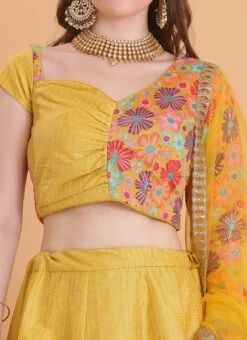 Skirt From Mustard Yellow Embroidered Ruffles Lehenga After Six Wear -C Bazaar Shop Mustard Yellow Embroidered Ruffles Lehenga GHBS02304037 rrc1 1