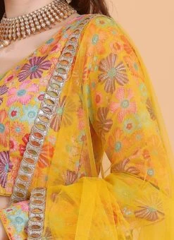 Dupatta From Mustard Yellow Embroidered Ruffles Lehenga After Six Wear -C Bazaar Shop Mustard Yellow Embroidered Ruffles Lehenga GHBS02304037 rrc3