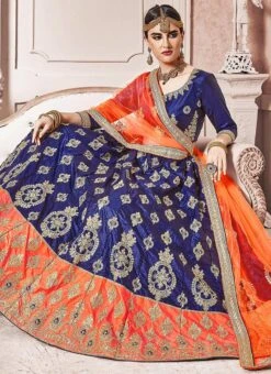 Navy Blue Art Silk Embroidered A Line Lehenga Wedding Wear 7 Navy Blue Art Silk Embroidered A Line Lehenga Wedding Wear -C Bazaar Shop Navy Blue Art Silk Embroidered A Line Lehenga GHSSIT33407 b