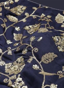 Navy Blue Embroidered Kali Style Gown Festive Wear -C Bazaar Shop Navy Blue Embroidered Kali Style Gown IWBS02203495 rrc2