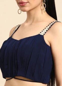 Navy Blue Georgette Pleated Ruffle Saree Festive Wear 12 Navy Blue Georgette Pleated Ruffle Saree Festive Wear -C Bazaar Shop Navy Blue Georgette Pleated Ruffle Saree SABS02301092 rrc1